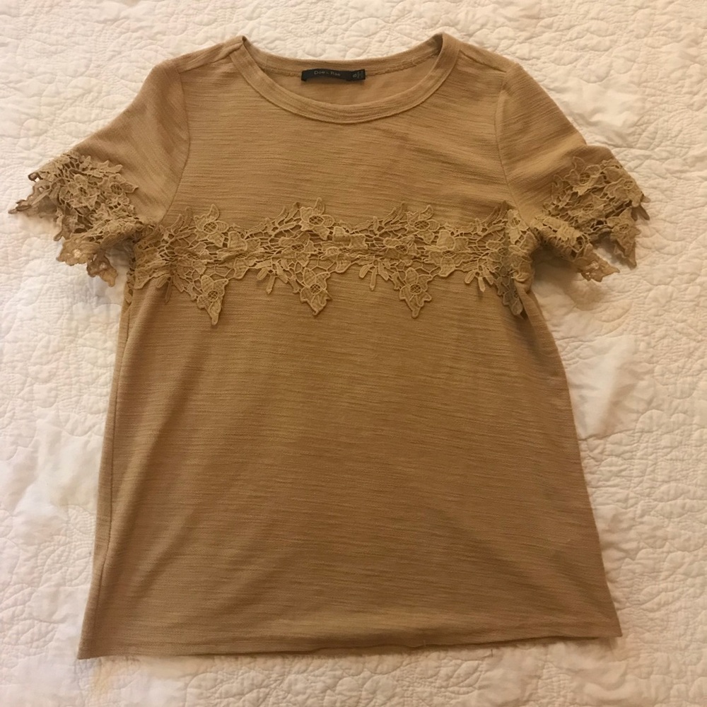 Roolee taupe floral short sleeve top